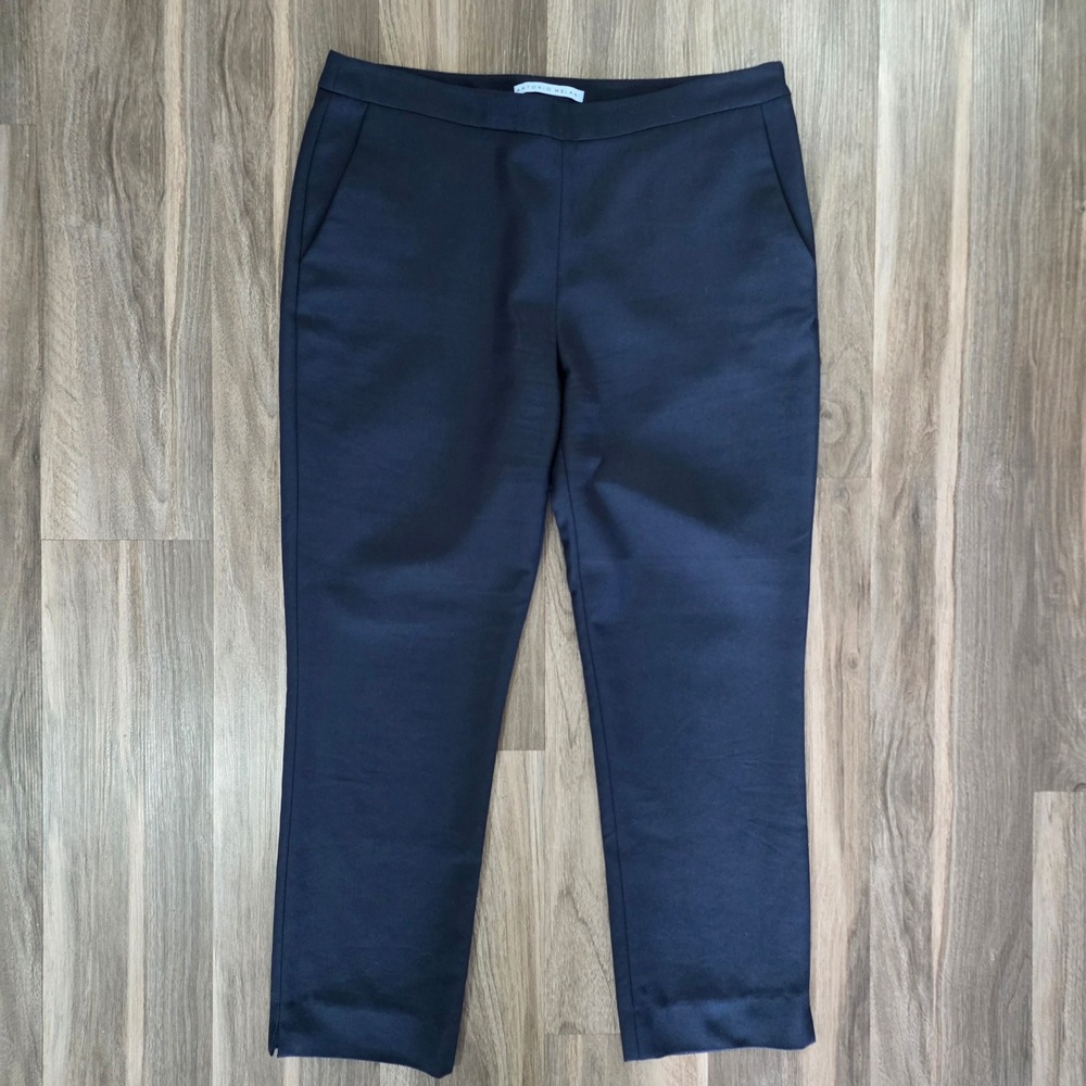 Antonio Melani Womens Navy Blue Side Zip Ankle Pants Size 8 Cotton Blend Slacks